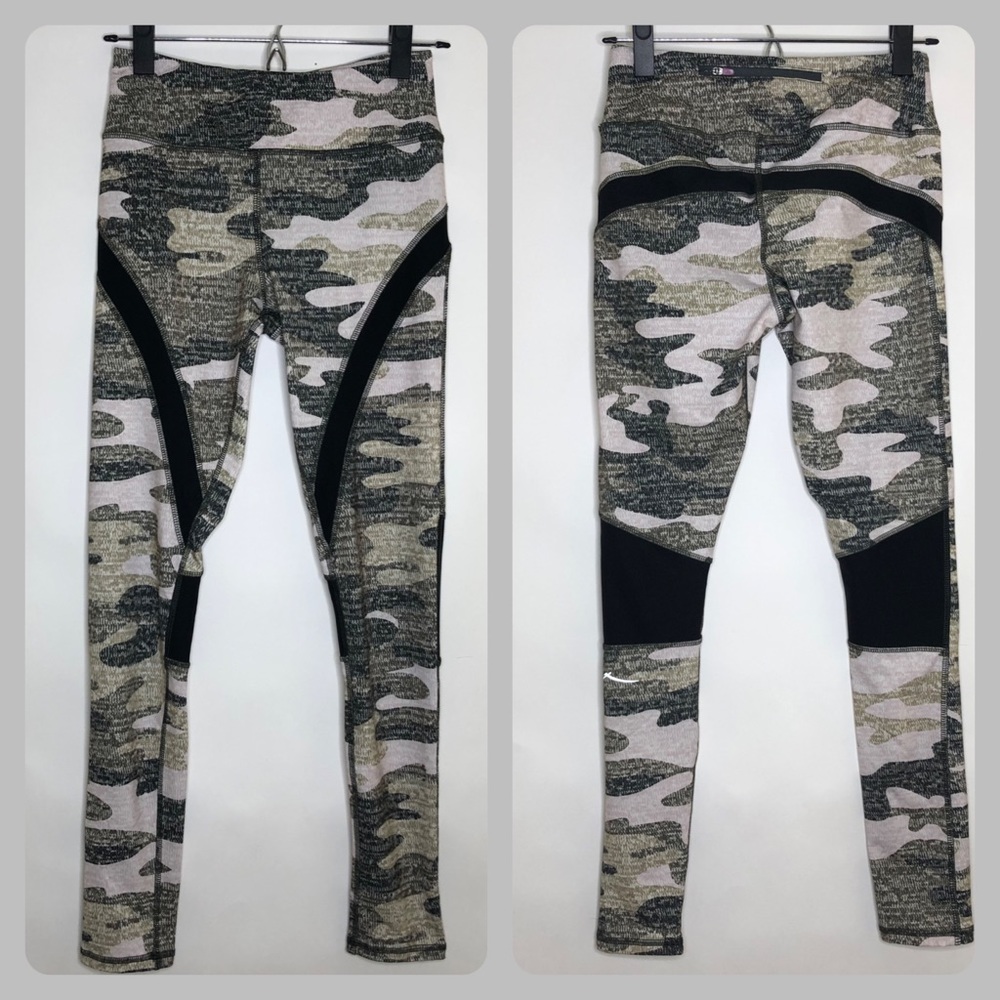 GOTTEX women’s athletic leggings in camo green and white w/black mesh de…